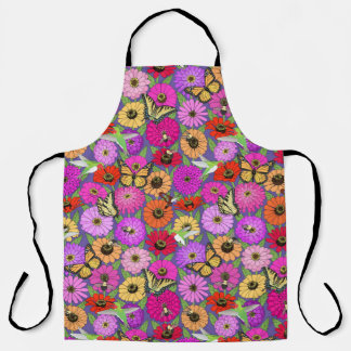 Tablier pollinisateurs et zinnias