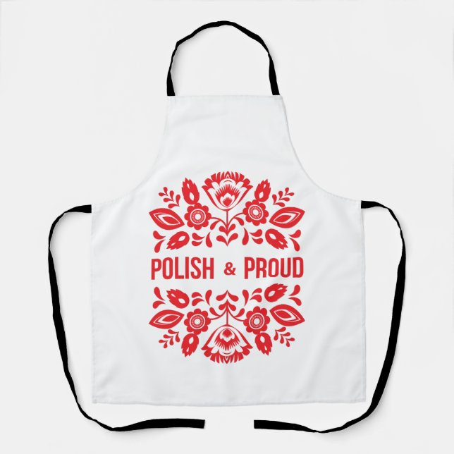 Tablier Pologne et fière Pologne Polska Fleurs rouges (Recto)