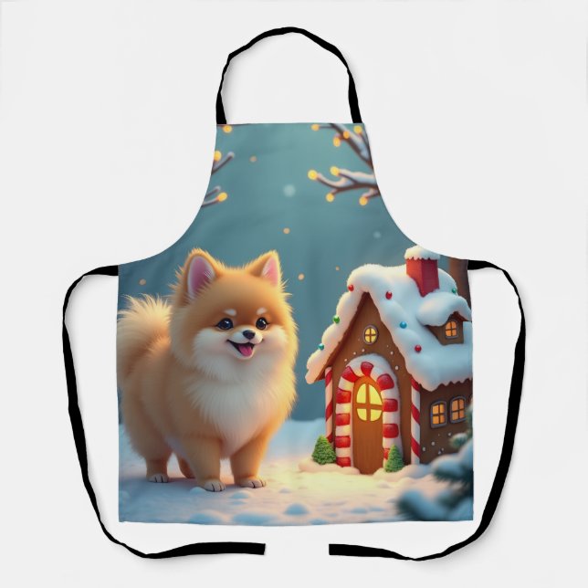 Tablier Pomeranian in Gingerbread Village Christmas (Recto)