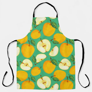Tablier Pomme jaune : Motif d'aquarelle juteux.