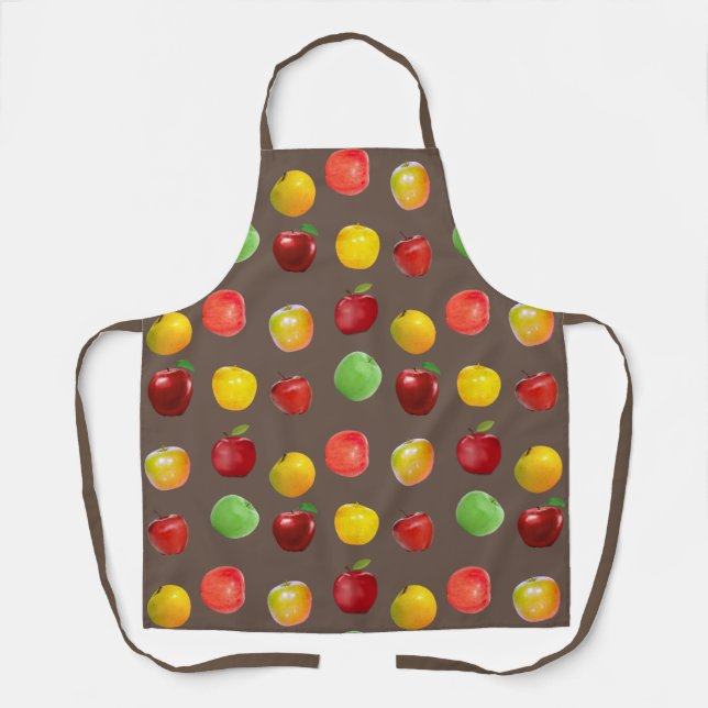 Tablier Pommes colorées naturelles sur Brown (Recto)