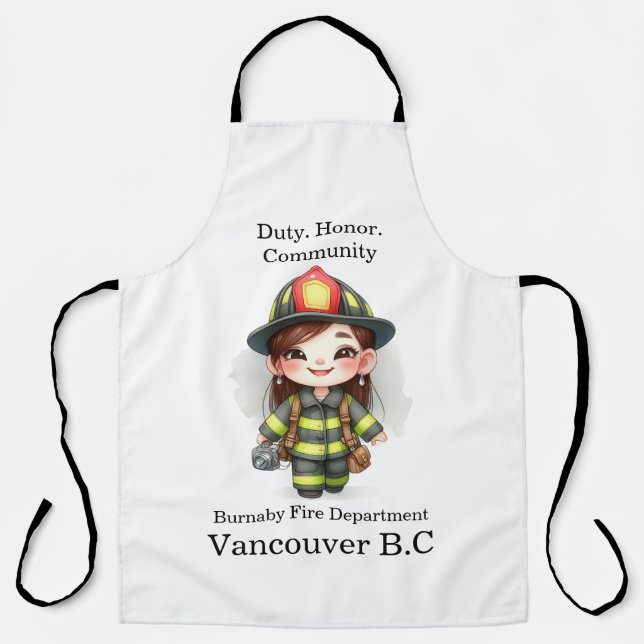 Tablier Pompier joyeux en tenue brillante avec caméra (Recto)