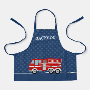 Tablier Pompiers Navy Blue Polka Dot Enfants personnalisés