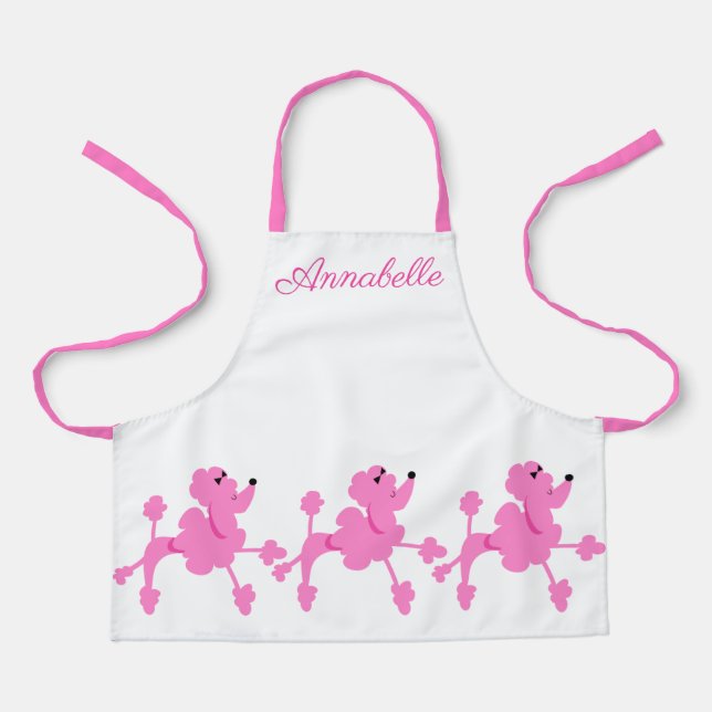 Tablier Poodles roses Personnaliser (Recto)