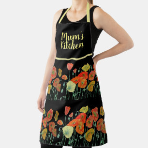 Tablier Poppies Fleurs de Pavot Rouge Orange Jaune Pavot A