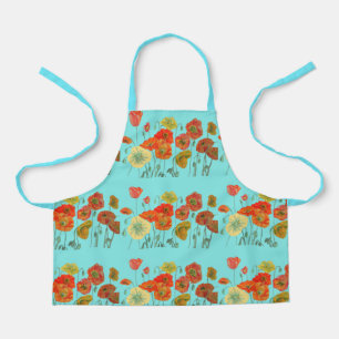 Tablier Poppies rouges orange jaune Art floral à fleurs Aq