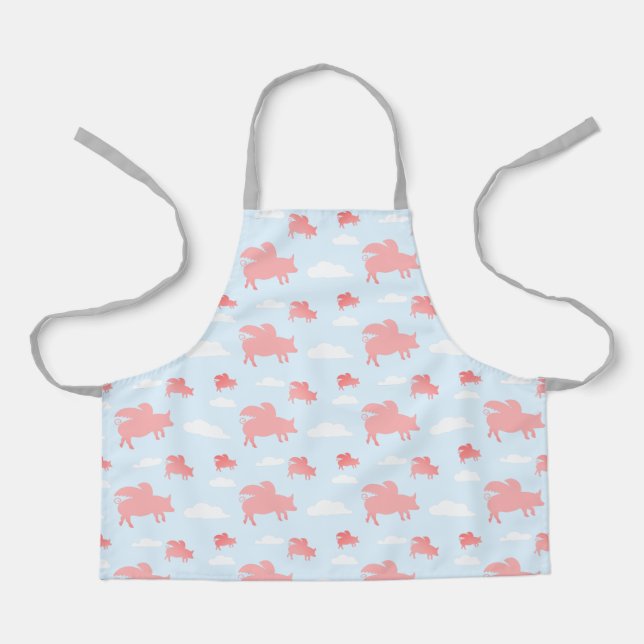 Tablier Porcs volants Pastel Blue et Rose Whimsical (Recto)