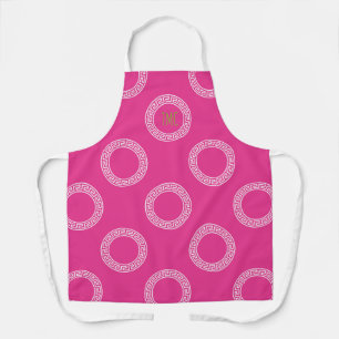 Tablier porte-clés rose pâle anneaux monogramme initiales