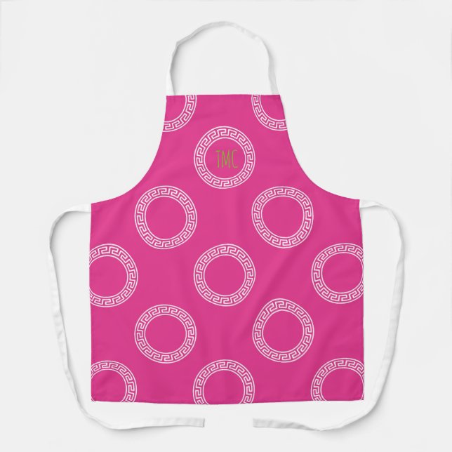 Tablier porte-clés rose pâle anneaux monogramme initiales (Recto)