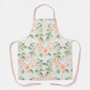 Tablier Porte vert rose rose monogramme