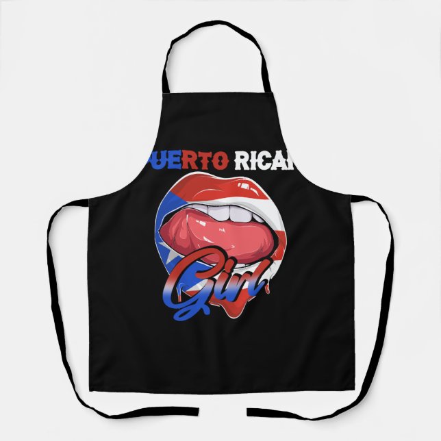 Tablier Portoricaine Fille Portoricaine Drapeau Lips Pu (Recto)
