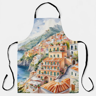 Tablier Positano : Le charme de l'aquarelle sur la côte am