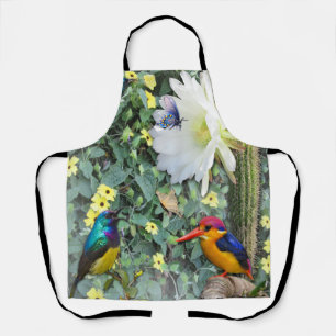 Tablier Poster en bois de Cactus Fleur et Oiseaux