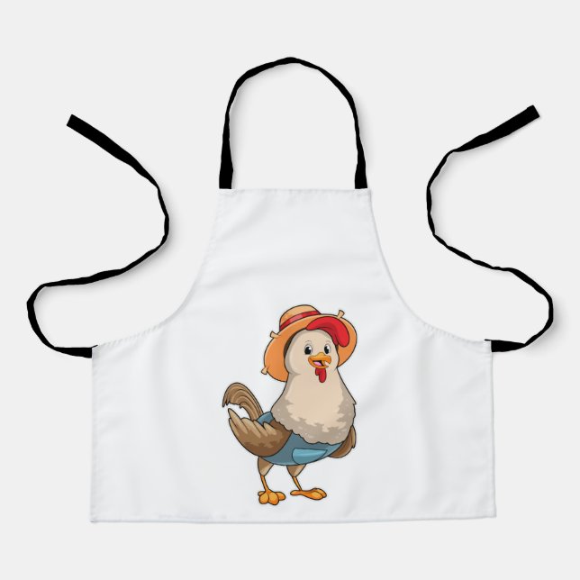 Tablier Poulet en fermier avec Casquette (Recto)