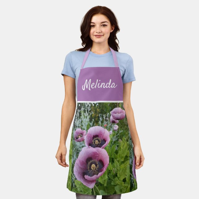 Tablier Poulet rose Purple Fleur Femme Apron (Porté)
