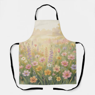 Tablier Prairie de fleurs sauvages aquarelle pastel floral