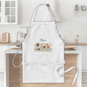 Tablier Prairie de fleurs sauvages vintage aquarelle perso