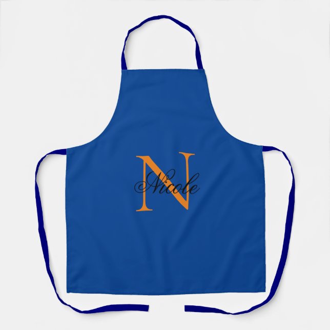 Tablier Premier monogramme manuscrit propre nom Deep Blue (Recto)