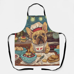 Tablier Préparation de fêtes de Noël de Bouledogue Françai