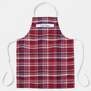 Tablier Preppy Multicolor Madras Deep Red Navy