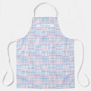 Tablier Preppy Pastel Multicolore Patchwork Madras Rose Bl