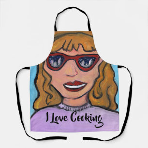 Tablier Preppy Pop Art Cartoon Girl All Over Fun