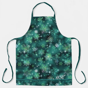 Tablier Prettist Snowflakes Motif Green ID846