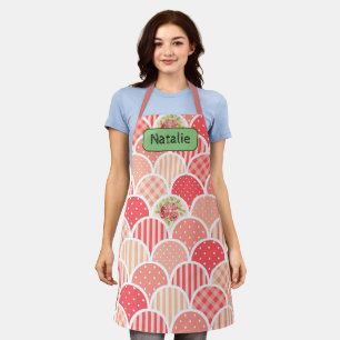 Tablier Pretty design Monogrammed l Retro pattern l Pink