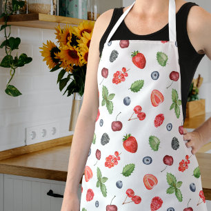 Tablier Pretty Watercolor Berry Pattern Kitchen