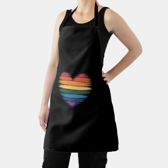 Tablier Pride Rainbows Heart Print LGBT Gay pride (Insitu)