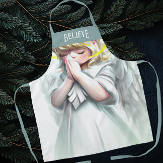 Tablier Prier Petite fille Ange croire la typographie