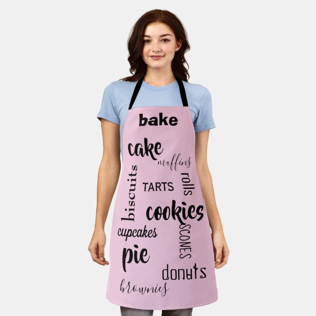 Tablier Produits cuits Mots Cuisine rose Apron (Porté)