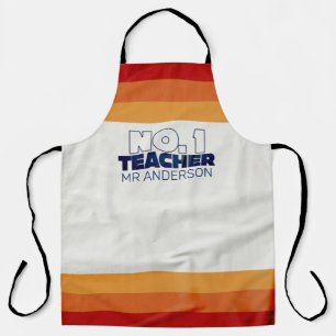 Tablier Professeur rétro moderne bleu rouge élégant sac fo