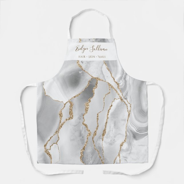tablier professionnel de beauté agate blanc (Recto)