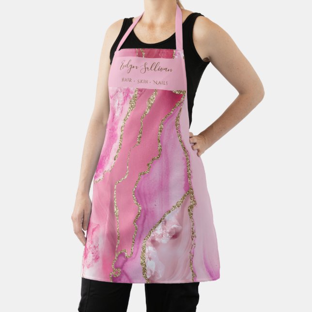 tablier professionnel de beauté agrée rose (Insitu)