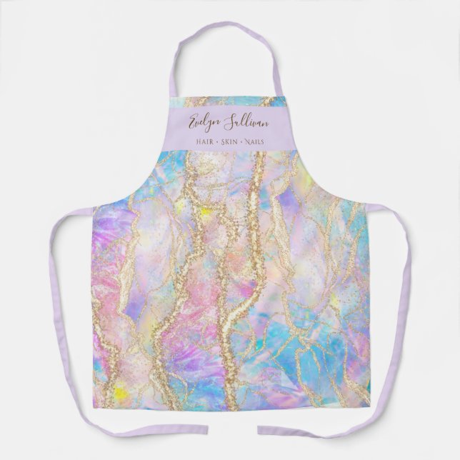 tablier professionnel de beauté bleu opal (Recto)