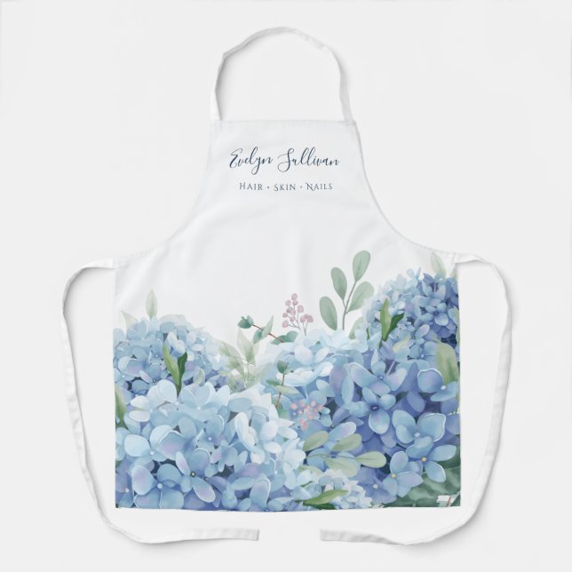 Tablier professionnel de beauté Blue hydrangea (Recto)