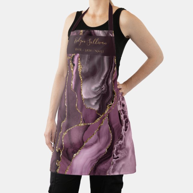 Tablier professionnel de beauté de mauve foncé (Insitu)