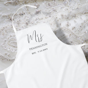 Tablier protecteur Mariage "Mrs" blanc