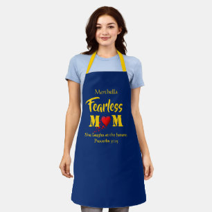 Tablier Proverbes 31 MOM SANS PEUR Bleu personnalisé