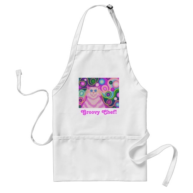 Tablier Psy-cat-delic rose "Chef Super" (Devant)
