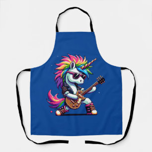 Tablier Punk Rock Unicorn Colorful Pixel Art Guitare Desig