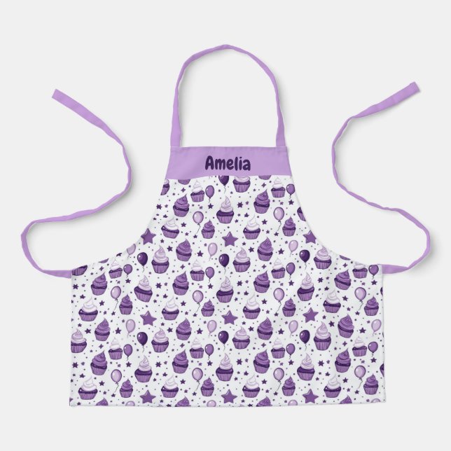 Tablier Purple Cupcake Apron Personnalisé Enfants (Recto)