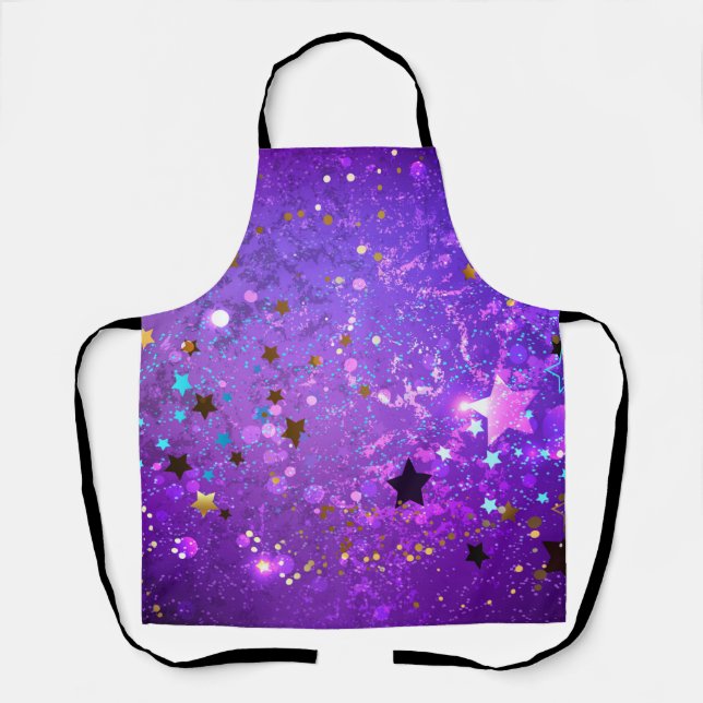 Tablier Purple foil background with stars (Recto)