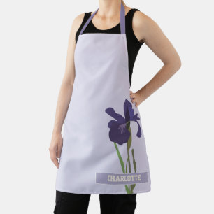 Tablier Purple Iris Floral Nom personnalisé