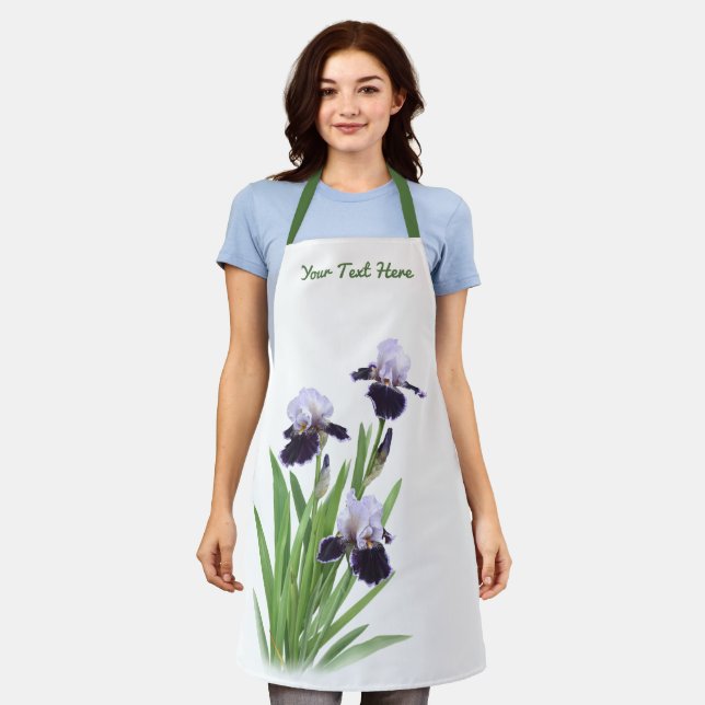Tablier Purple Iris Trio Floral Botanique Personnalisé (Porté)