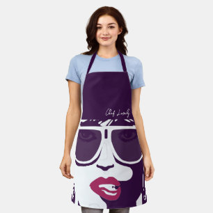 Tablier Purple Pop Art Jolie Femme Lunettes de soleil Lèvr