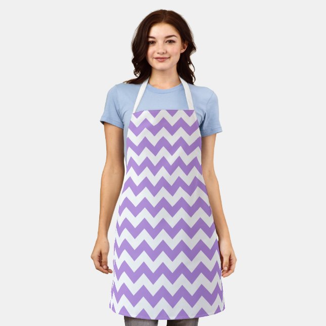Tablier Purple Zigzag, Purple Chevron, Motif géométrique (Porté)