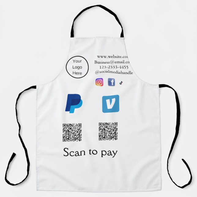 Tablier Q R code PayPal venmo scanner payer ajouter médias (Recto)