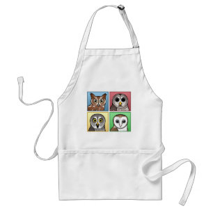 Tablier Quatre hiboux de couleur (en pastel)